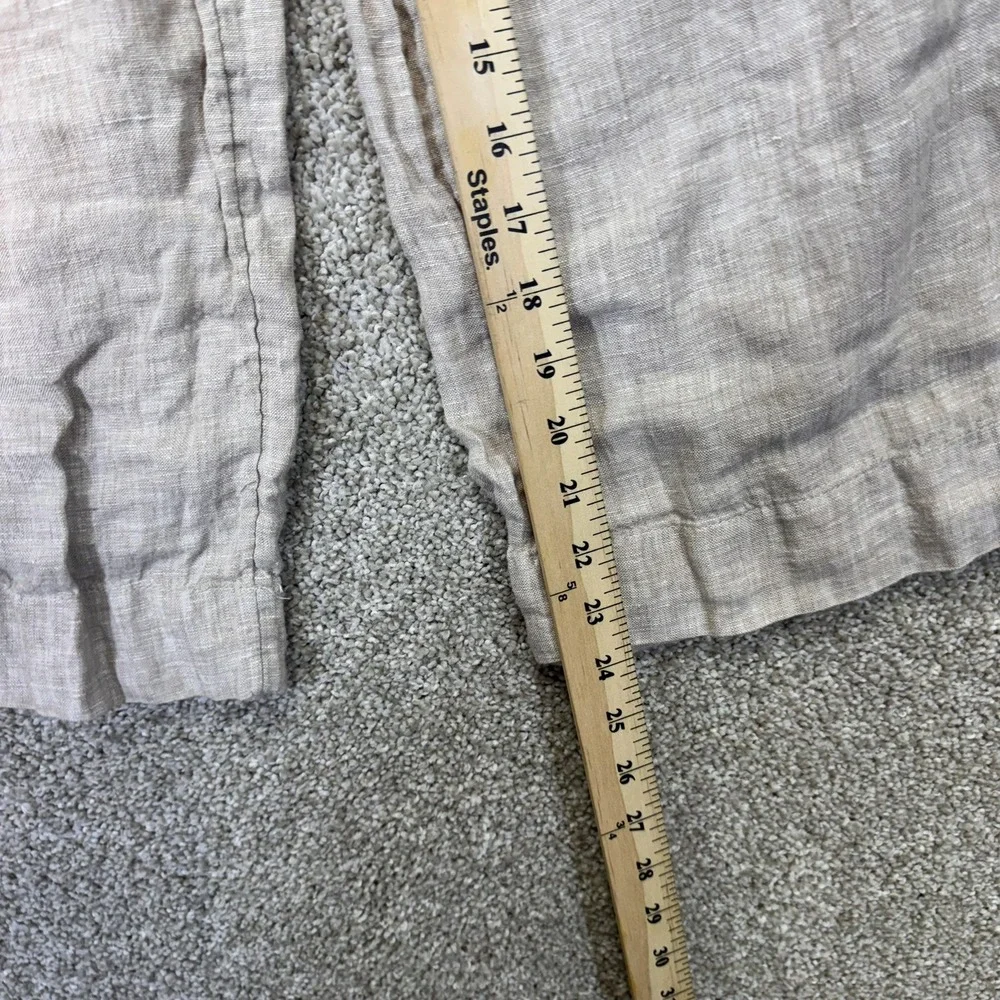 Tahari Linen Pants Mens L Wide Leg Beige European Flax Elastic Waist EUC